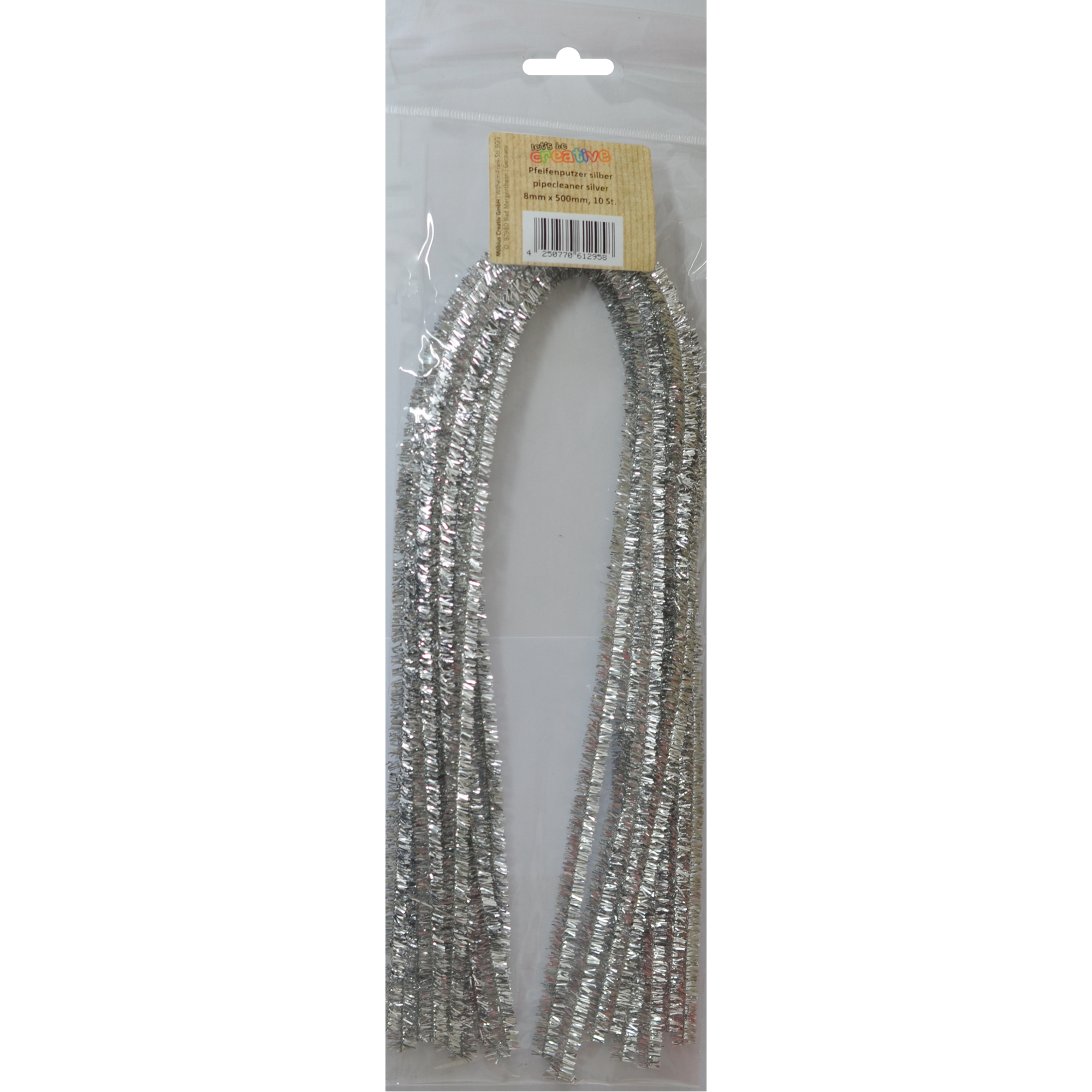 Sarma Chenille Argintie 8 mm x 50 cm set 10 buc