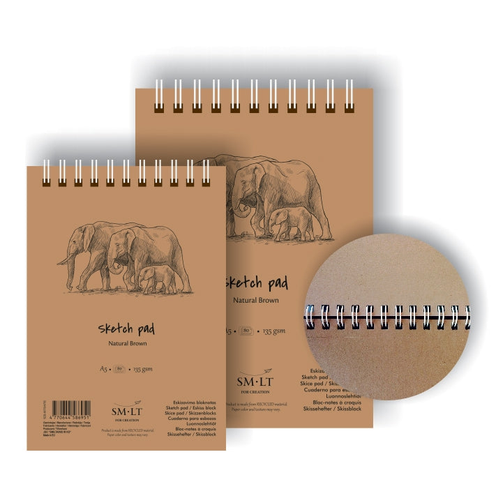 Acuarella - culori acrilice, accesorii papetarie, pensule, carioci si markere etc Bloc desen Sketch block Authentic Brown 80x135gr A5 - Bloc Sketch Pad Natural Brown – 80 coli, gramaj 135 g/mp din categoria Arts & Entertainment > Hobbies & Creative Arts > Arts & Crafts > Art & Crafting Materials > Art & Craft Paper > Drawing & Painting Paper, recomandat pentru desen si activitati creative, produs original disponibil din stoc