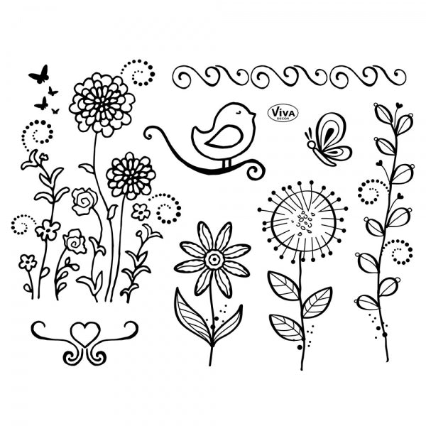 STAMPILA SILICON PASARI - FLUTURI 14X18CM VIVA DECOR