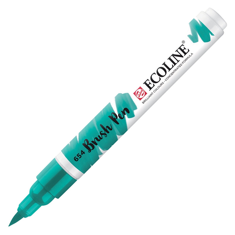Carioci Ecoline Brush Pen - Bluish green - din categoria , ideal pentru scoala si teme zilnice, pret avantajos in magazin online