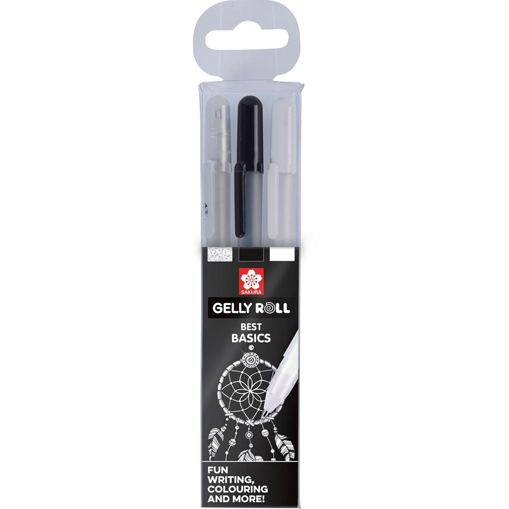 Acuarella - culori acrilice, accesorii papetarie, pensule, carioci si markere etc - Set 3 pixuri Sakura Gelly Roll din categoria Office Supplies > Office Instruments > Writing & Drawing Instruments > Pens & Pencils > Pens > Gel Pens, potrivit pentru uz profesional si hobby, alegere inspirata pentru papetarie moderna