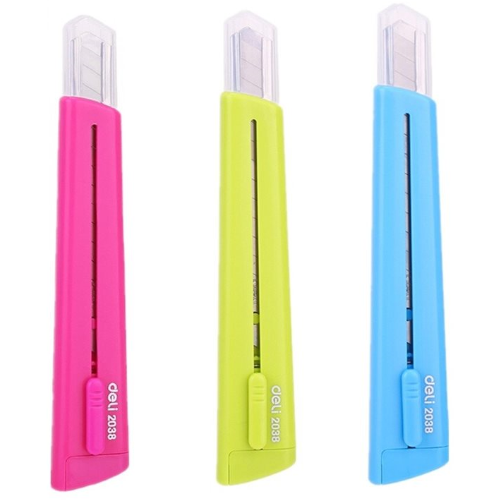 Cutter mic cu sina si protectie lama modern culori asortate Deli