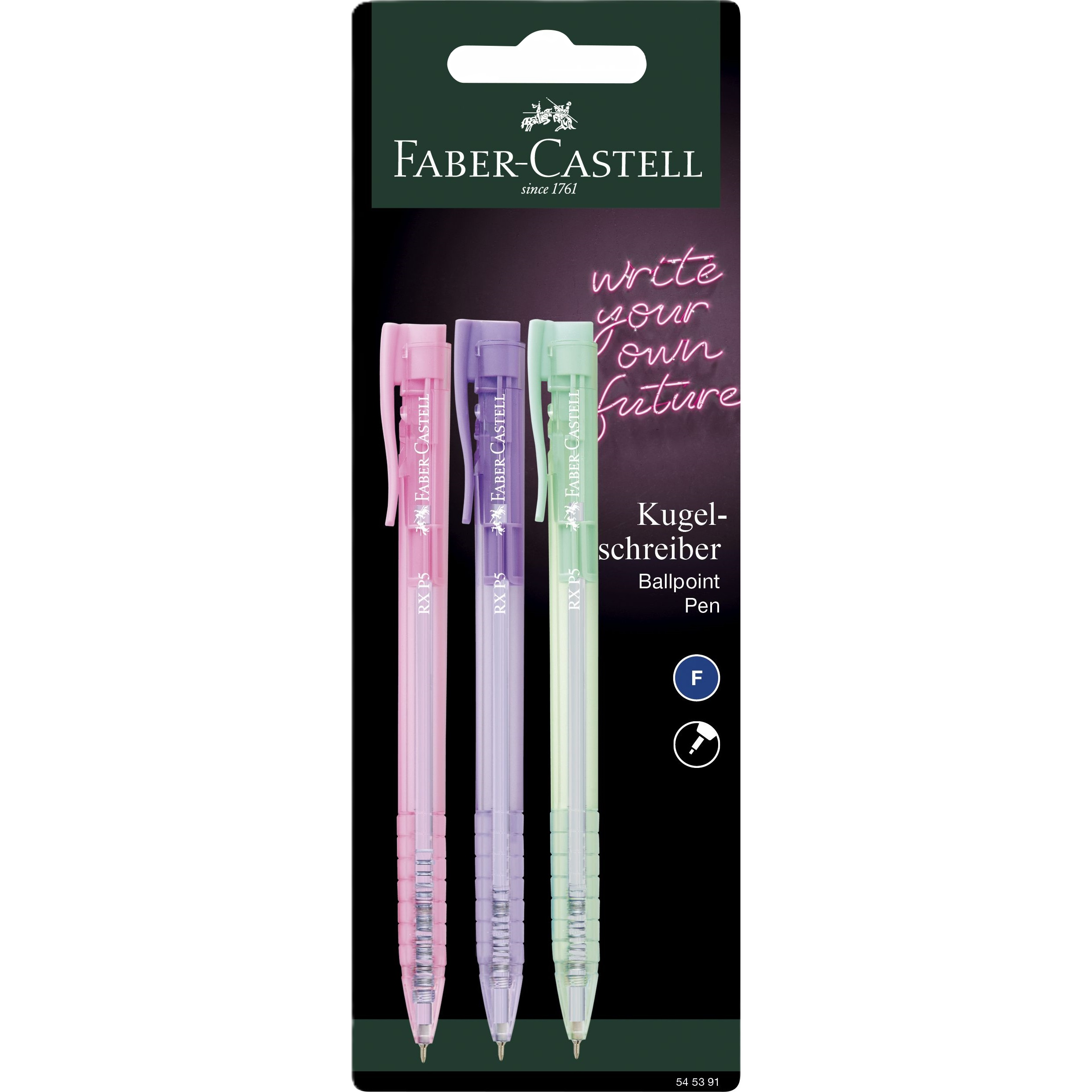 Roller 0.5 mm Semi-Gel cu mecanism set 3 culori pastel RX5 Faber-Castell