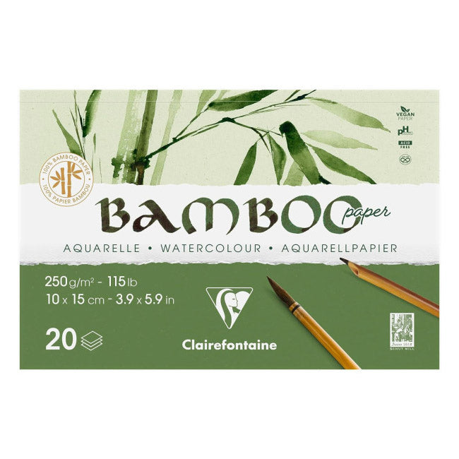 Acuarella - culori acrilice, accesorii papetarie, pensule, carioci si markere etc - Bloc de desen 10 x 15 cm Bambus 250g/m 20 file Clairfontaine din categoria , util pentru elevi, studenti si profesori, calitate premium pentru rezultate excelente