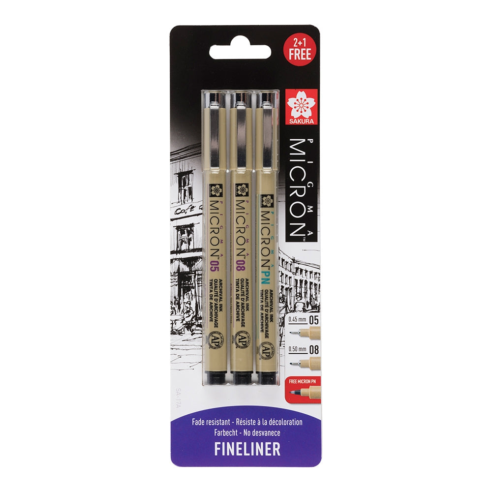 Set Sakura Micron 03/05 Black blister Pigma Micron PN