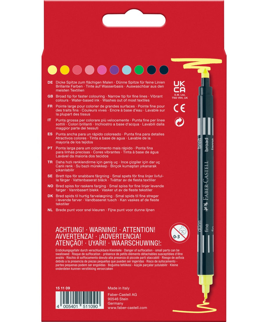 Carioci cu 2 capete 10 culori neon Faber-Castell