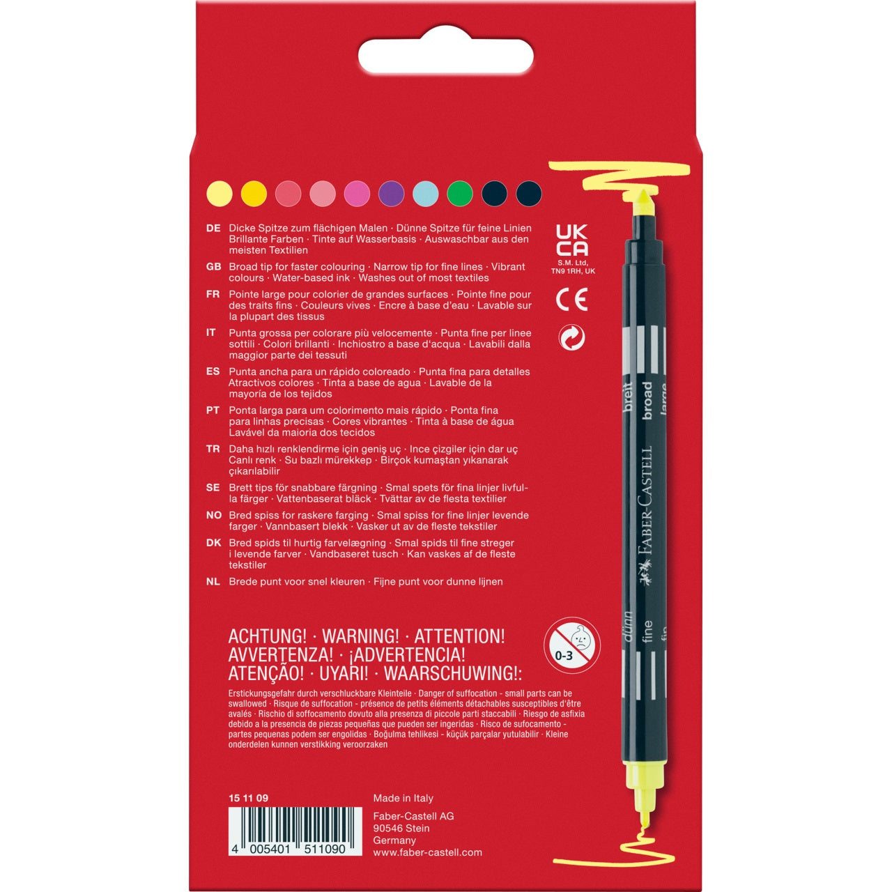 Carioci cu 2 capete 10 culori neon Faber-Castell