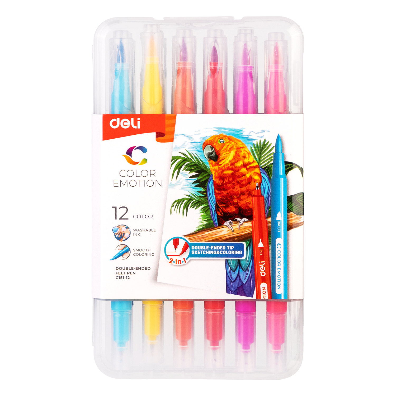 Carioci cu 2 capete varf tip pensula 12 culori Deli