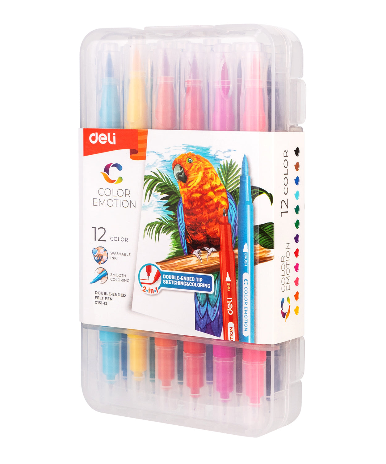 Carioci cu 2 capete varf tip pensula 12 culori Deli
