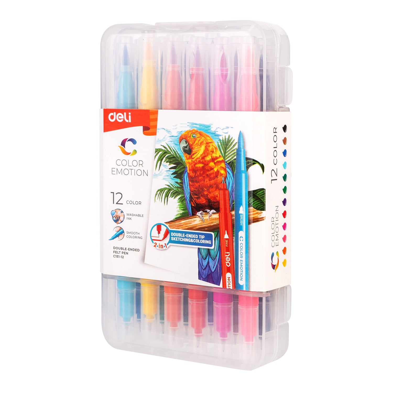 Carioci cu 2 capete varf tip pensula 12 culori Deli