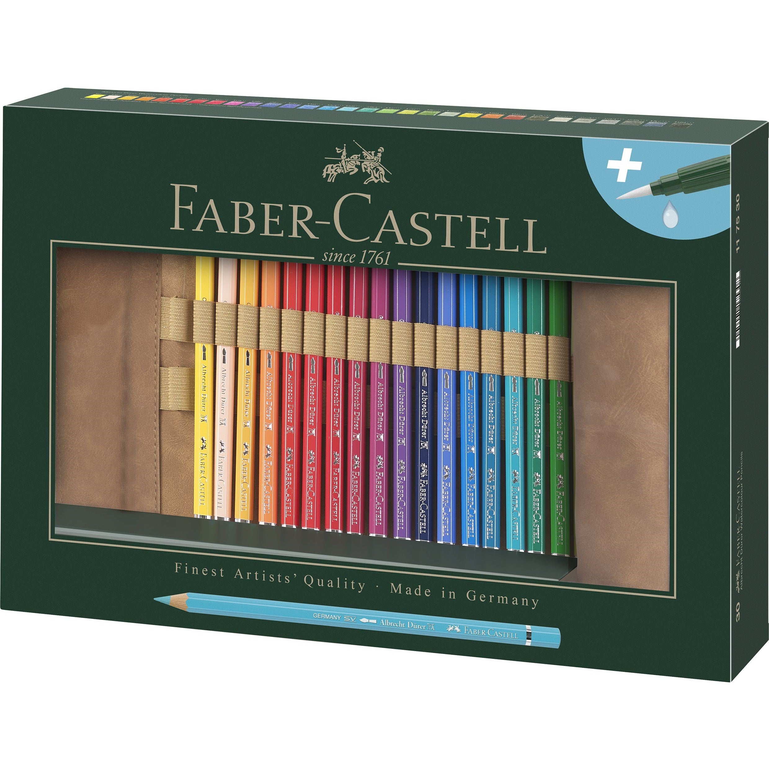 Creioane colorate acuarelabile rollup set 30 culori A. Dürer Faber-Castell