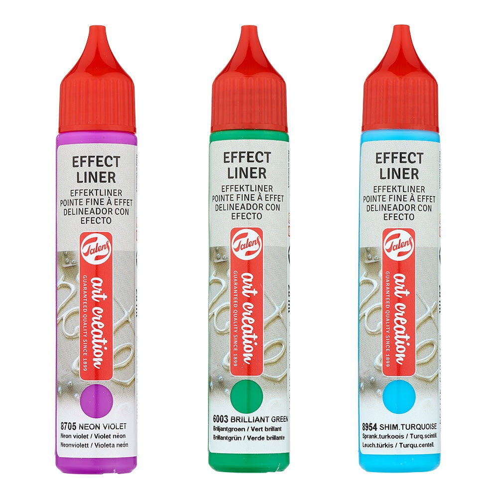 Culori Effect Liner 28 ml cu efect 3D, ideale pentru pictură decorativă, tehnici artistice în relief, proiecte DIY și decorarea suprafețelor creative – disponibile în diverse culori.