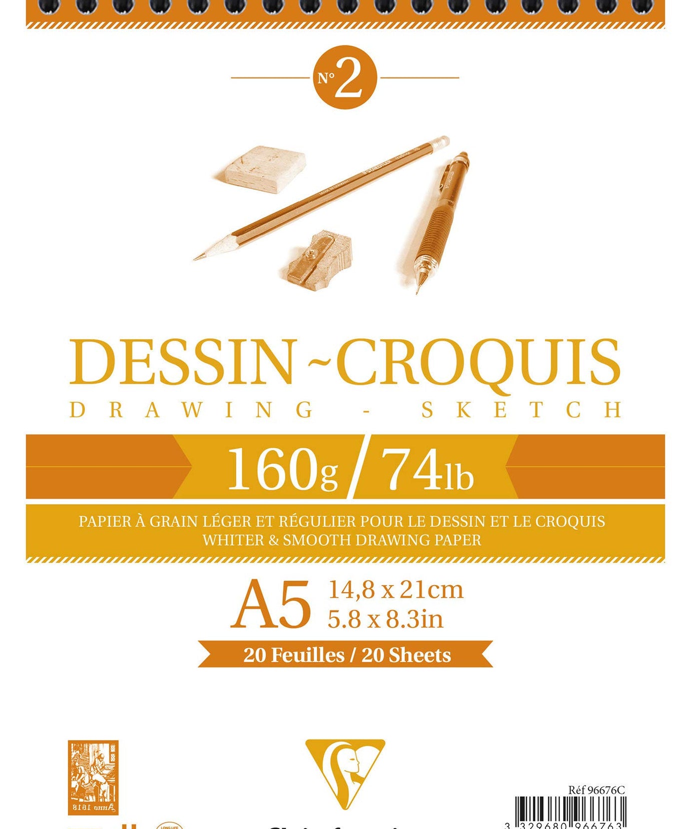Bloc desen 160g Clairefontaine