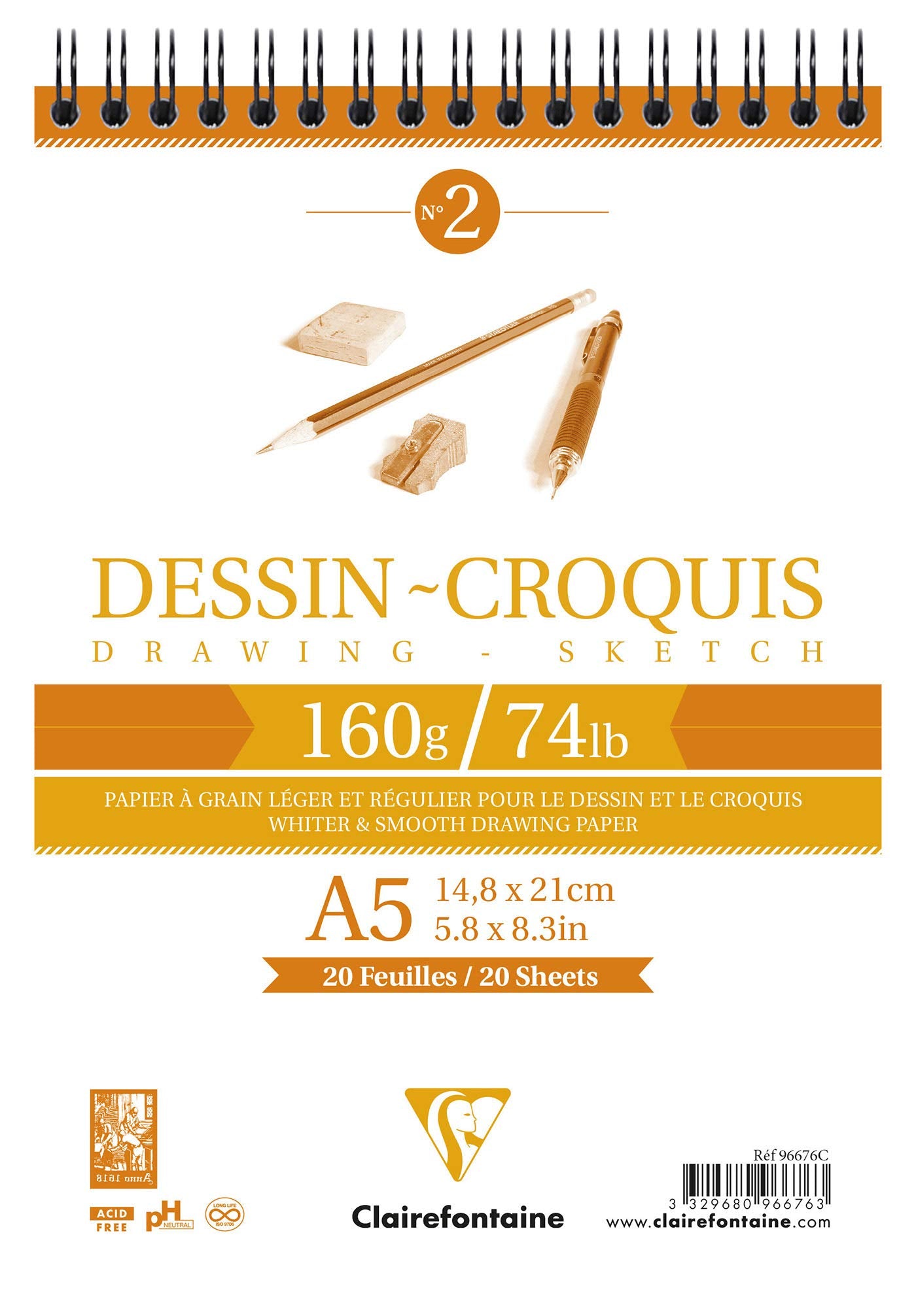 Bloc desen 160g Clairefontaine