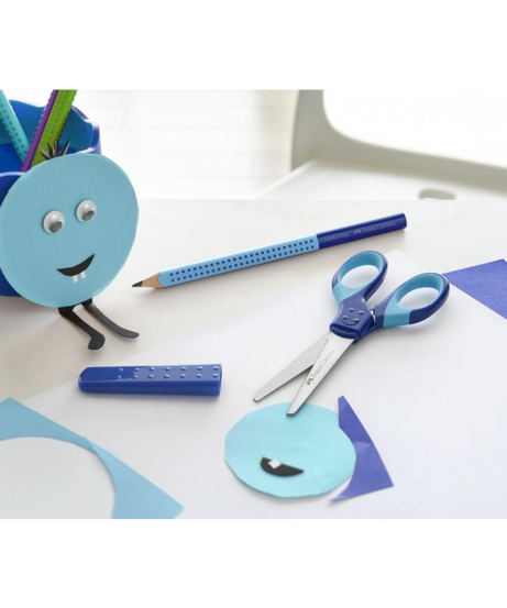Foarfeca scolara cu protectie grip albastra Faber-Castell