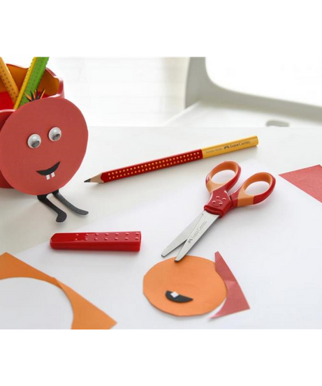 Foarfeca scolara cu protectie grip rosie Faber-Castell