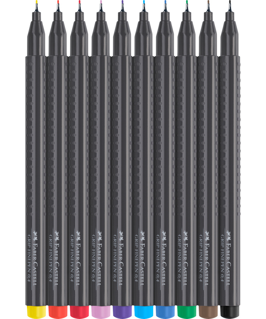 Liner 0.4 mm set 10 culori grip Faber-Castell