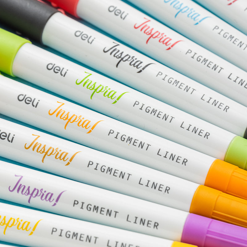 Liner pigment 2 capete 0.5/1 mm set 12 culori Inspira Deli