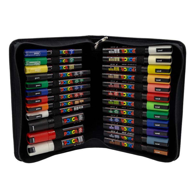 Acuarella - culori acrilice, accesorii papetarie, pensule, carioci si markere etc - Mapa echipata cu 24 markere UNI Posca din categoria Arts & Entertainment > Hobbies & Creative Arts > Arts & Crafts > Art & Crafting Materials > Craft Paint, Ink & Glaze > Art & Craft Paint, util pentru elevi, studenti si profesori, disponibil online cu livrare rapida
