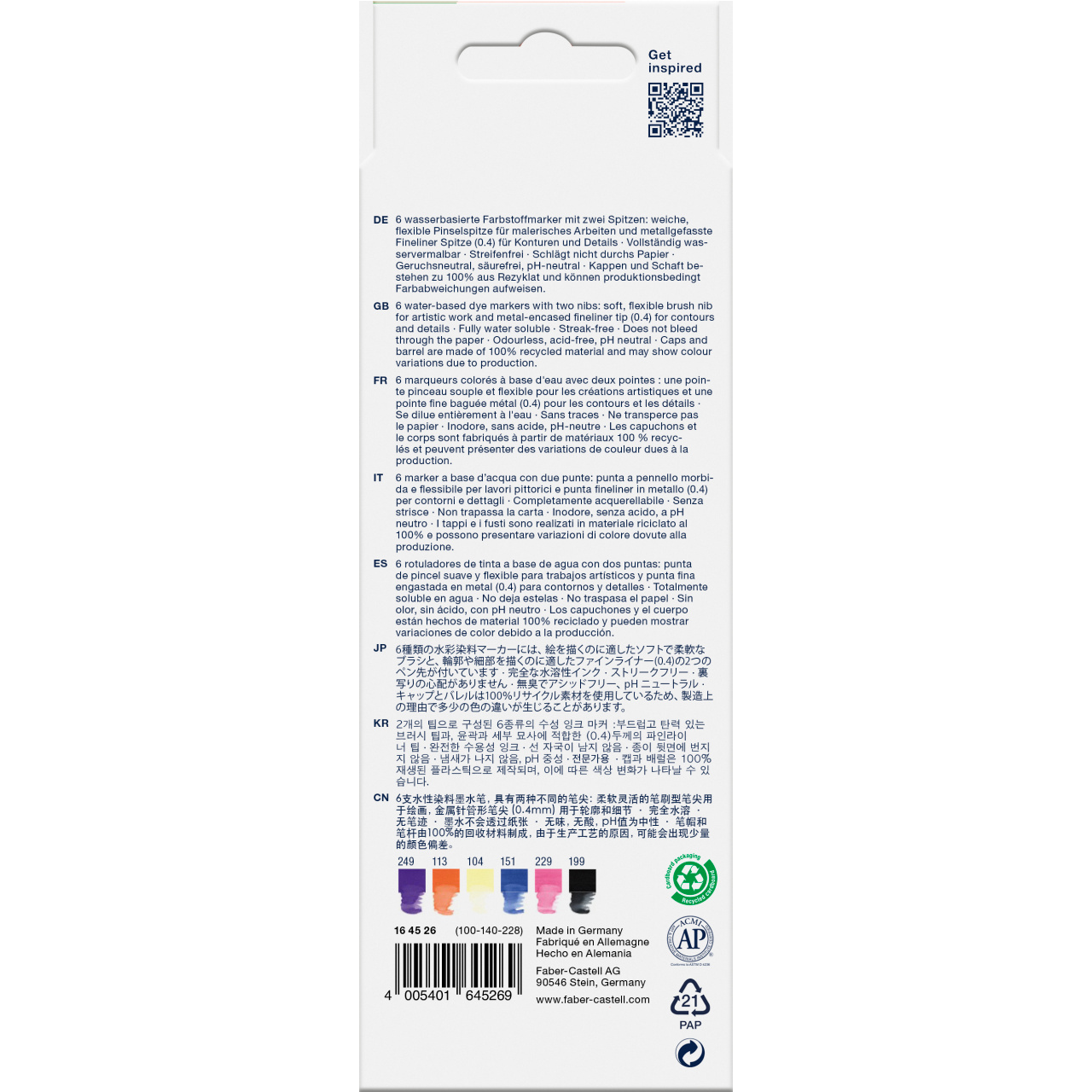 Marker acuarelabil 2 capete set 6 culori Fantasy Goldfaber Faber-Castell