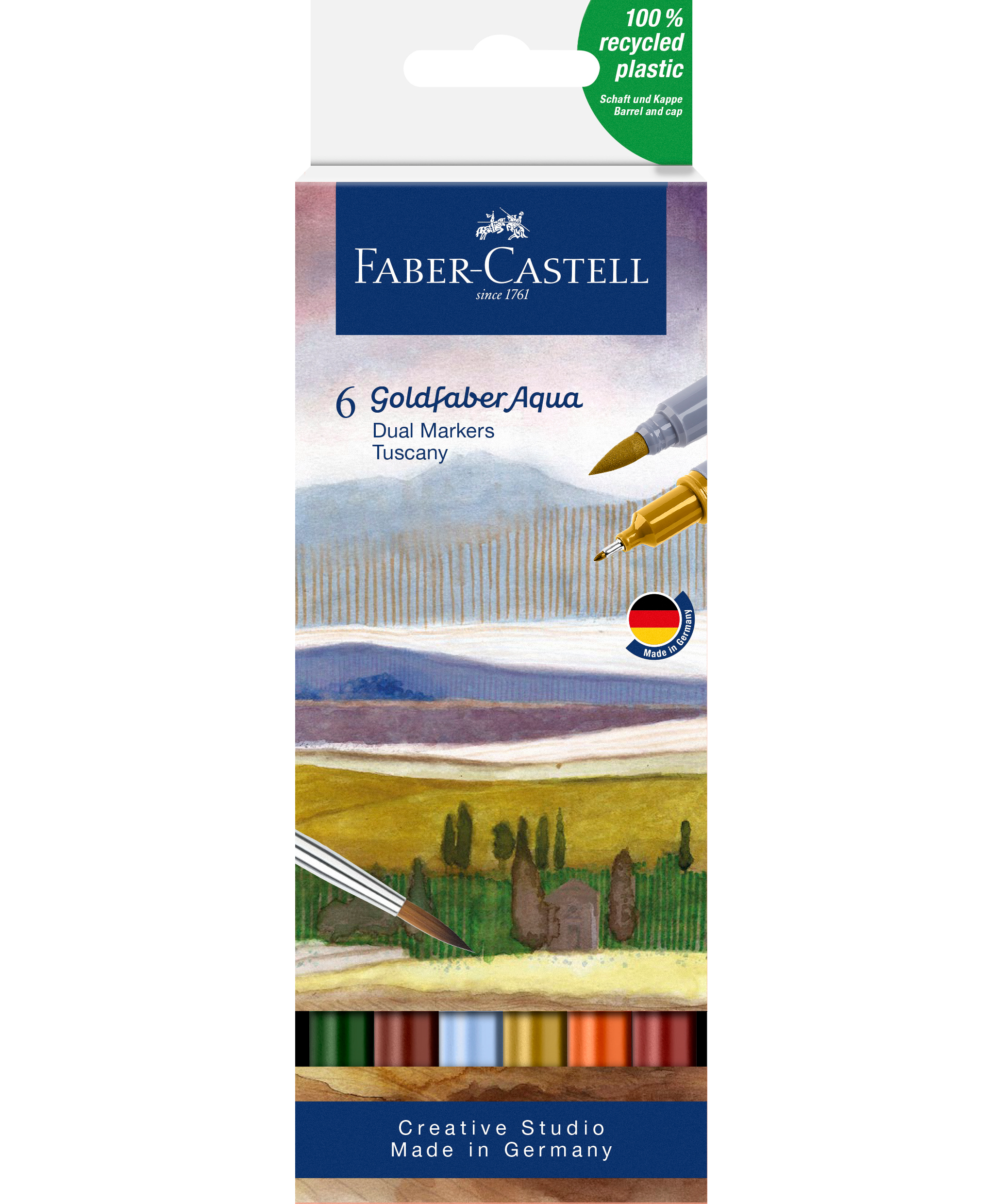 Marker acuarelabil 2 capete set 6 culori Toscana Goldfaber Faber-Castell