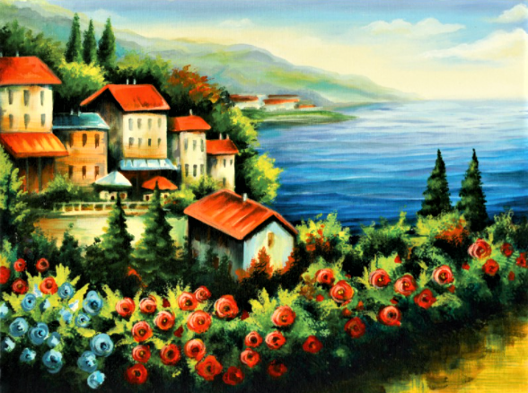 Carton panzat predesenat Rosa Gallery 30x40cm Peisaj Marin n.1