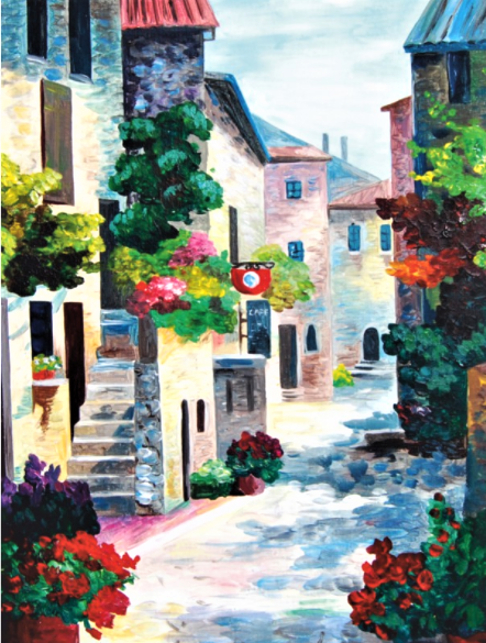 Acuarella - culori acrilice, accesorii papetarie, pensule, carioci si markere etc - Carton panzat predesenat Rosa Gallery 30x40cm Peisaj n.1 din categoria , util pentru elevi, studenti si profesori, pret avantajos in magazin online