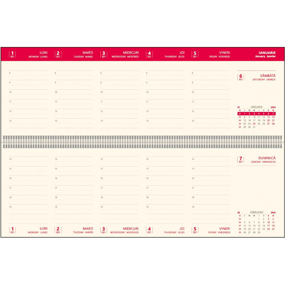 Planner birou 30x10 cm 2024 hartie ivory Bref EGO