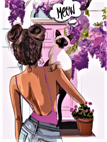 Carton panzat predesenat Rosa Gallery 30x40cm "Pop Art Meow"