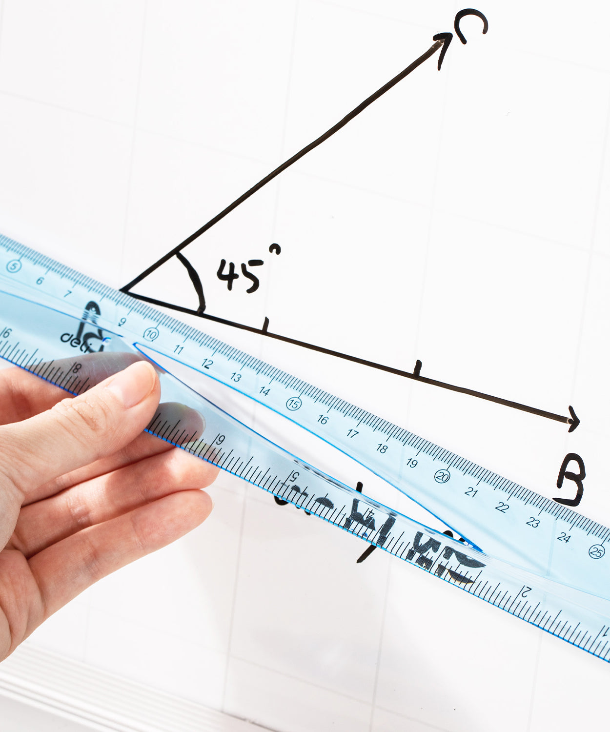 Rigla 20 cm albastra transparenta Deli