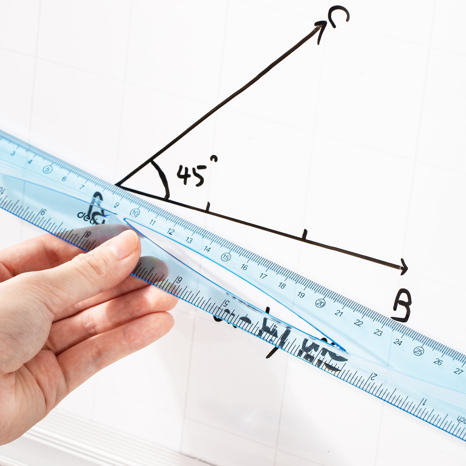 Rigla 20 cm albastra transparenta Deli