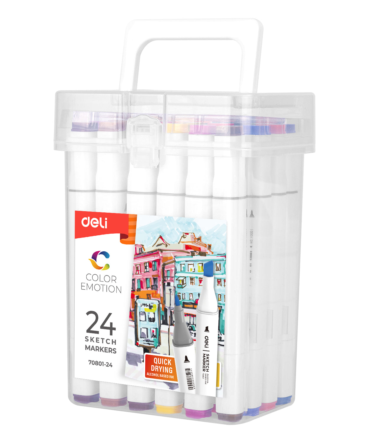 Markere sketching set de 24 bucati cu varf dublu 1mm/7mm Deli
