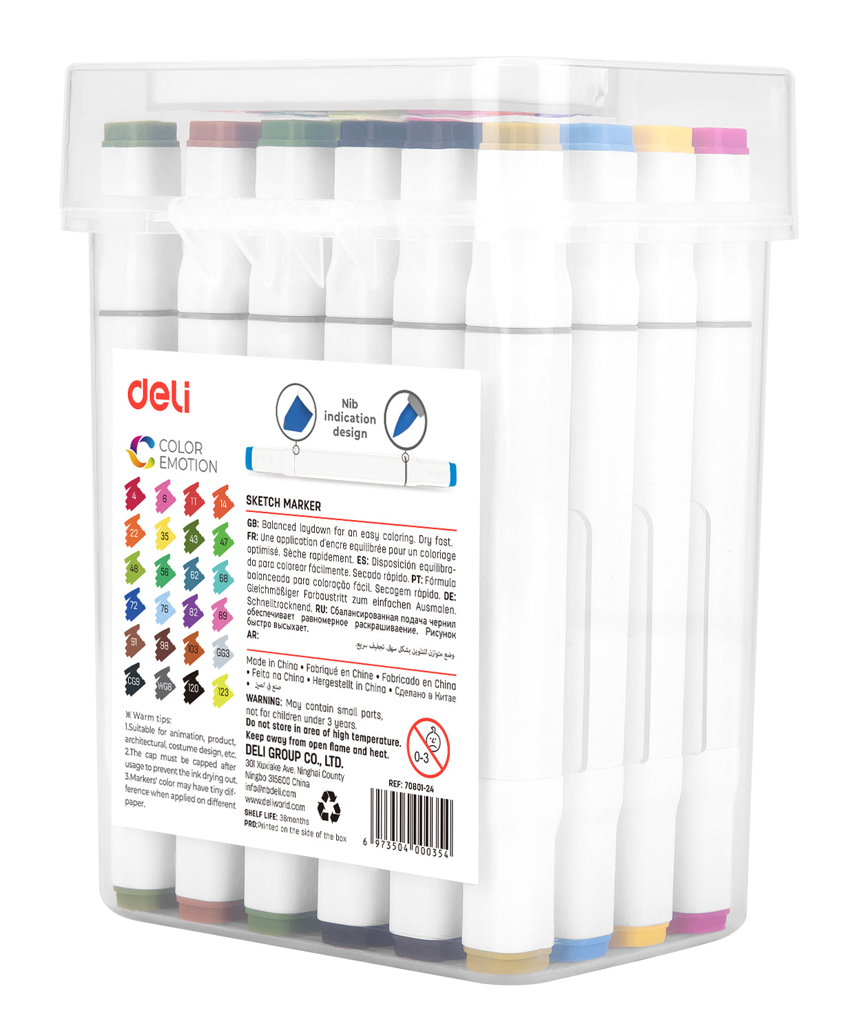Markere sketching set de 24 bucati cu varf dublu 1mm/7mm Deli
