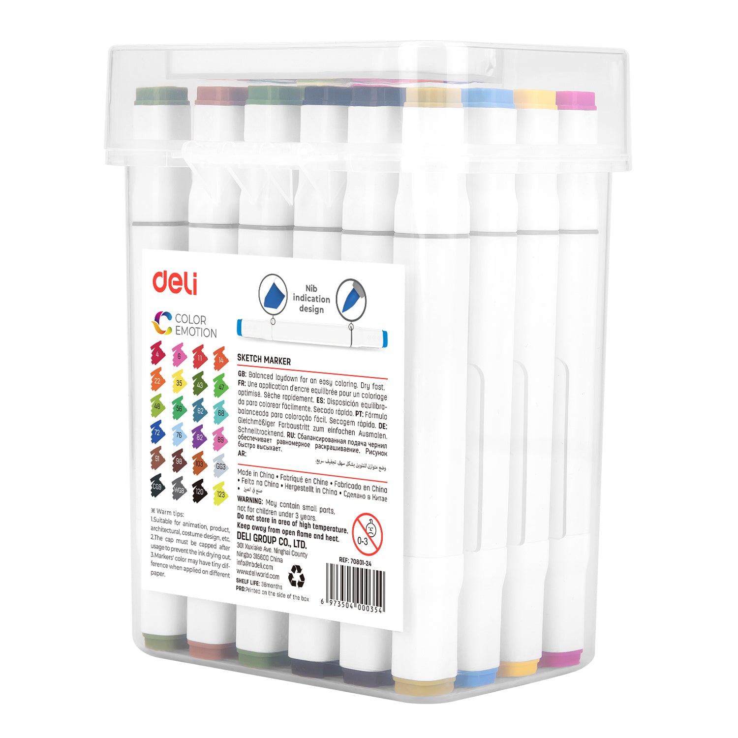 Markere sketching set de 24 bucati cu varf dublu 1mm/7mm Deli