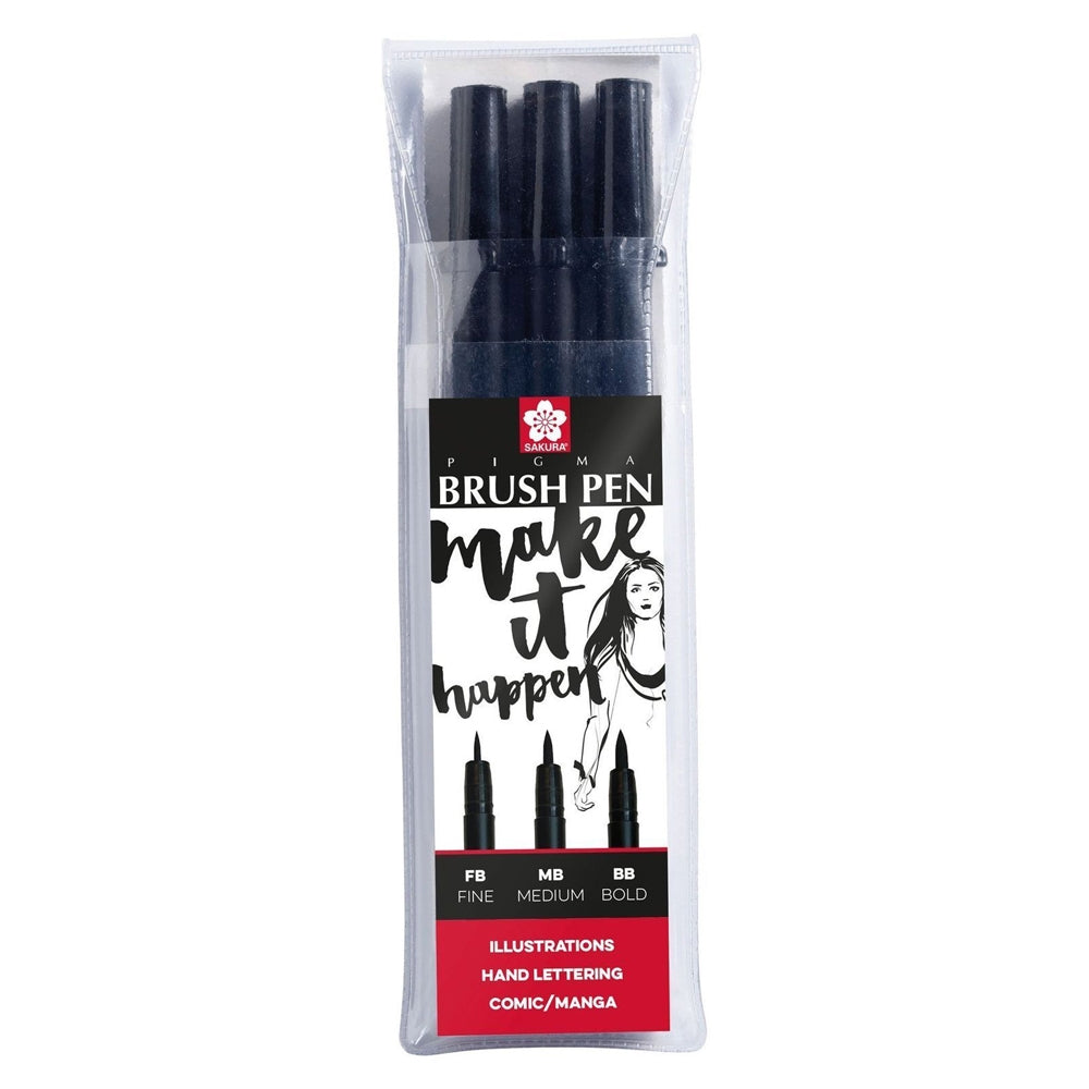 Acuarella - culori acrilice, accesorii papetarie, pensule, carioci si markere etc - Set 3 markere Sakura Pigma Brush Pen din categoria Arts & Entertainment > Hobbies & Creative Arts > Arts & Crafts > Art & Crafting Materials > Craft Paint, Ink & Glaze > Art Ink > Drawing Ink, recomandat pentru desen si activitati creative, calitate premium pentru rezultate excelente