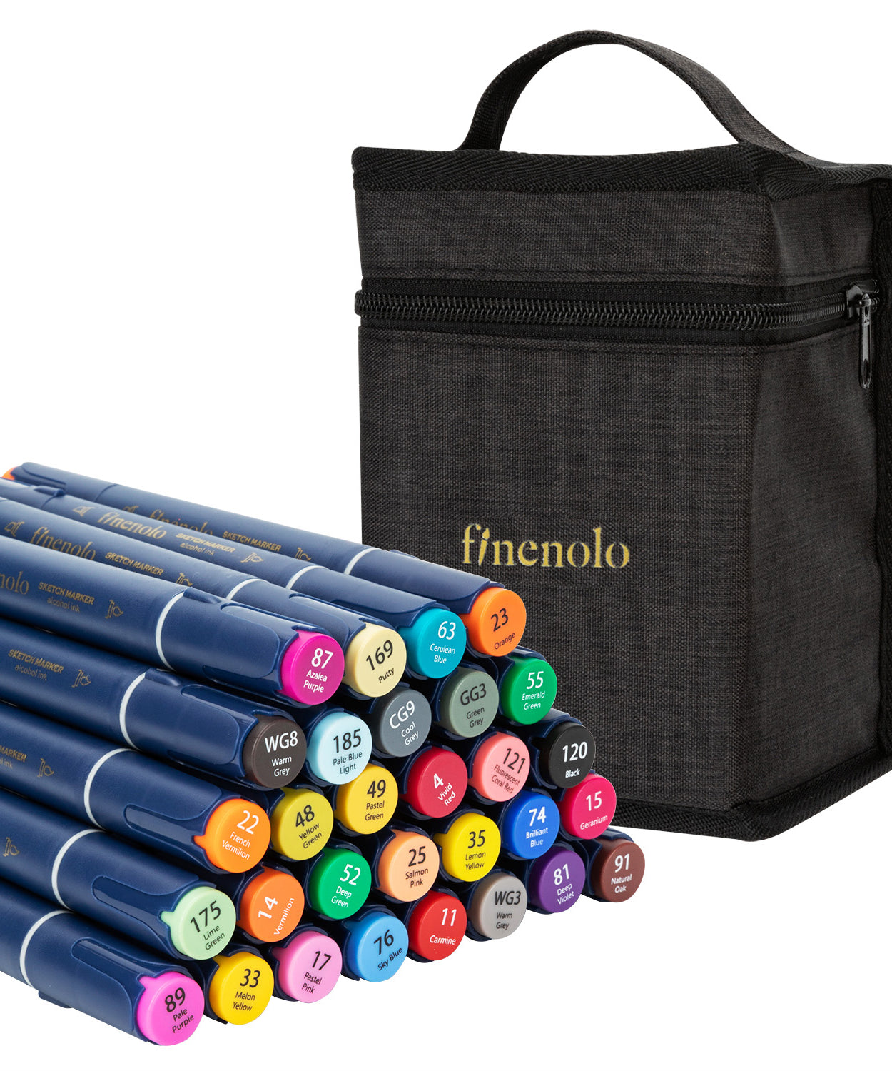Set 30 markere sketching varf dublu 1 mm - 7 mm in husa textila Deli