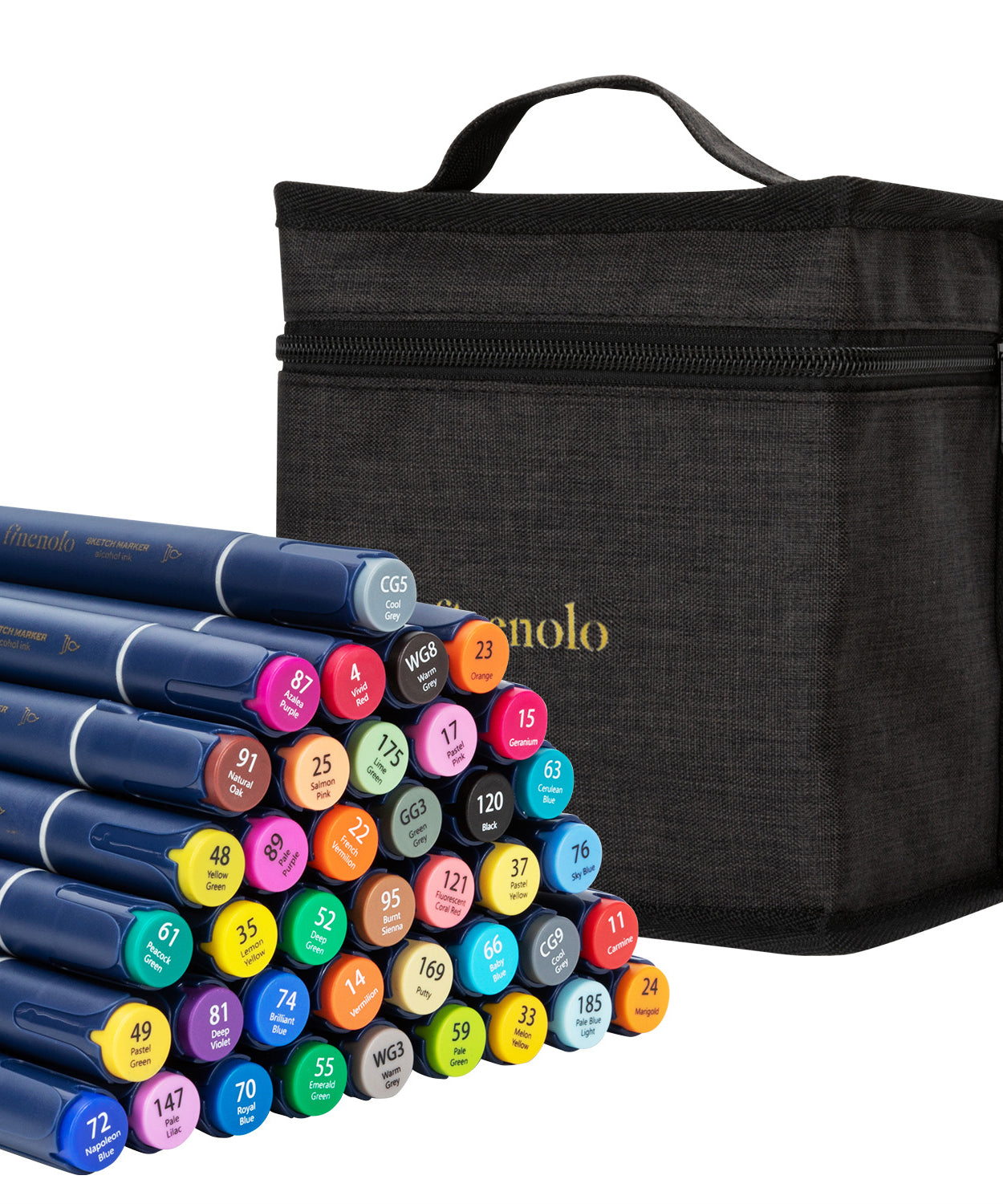 Set 40 markere sketching varf dublu 1 mm - 7 mm in husa textila Deli