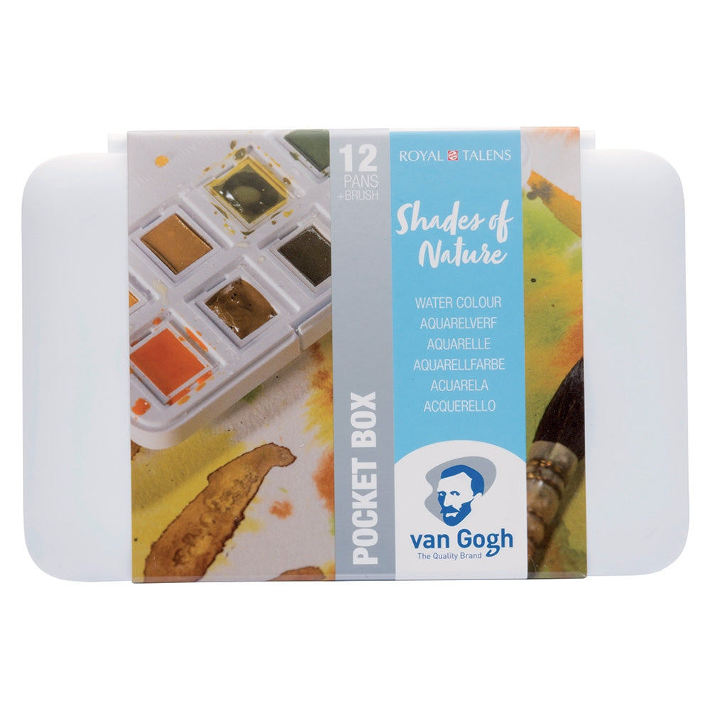 Acuarella - culori acrilice, accesorii papetarie, pensule, carioci si markere etc - Set 12 acuarele Van Gogh Pocket Box Shades of Nature din categoria Arts & Entertainment > Hobbies & Creative Arts > Arts & Crafts > Art & Craft Kits > Drawing & Painting Kits, ideal pentru scoala si teme zilnice, pret avantajos in magazin online