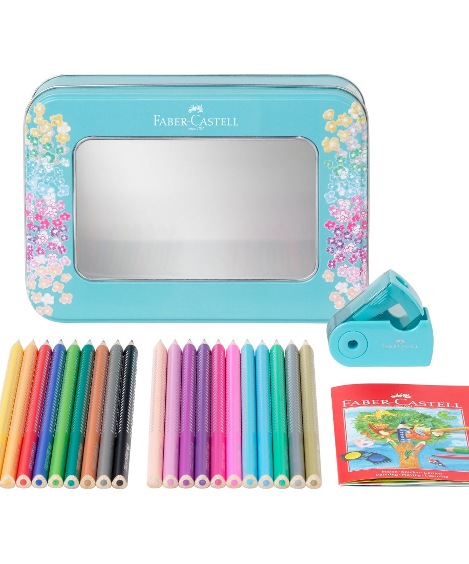 Creioane colorate Sparkle set cadou 20 culori + ascutitoare sleeve Faber-Castell