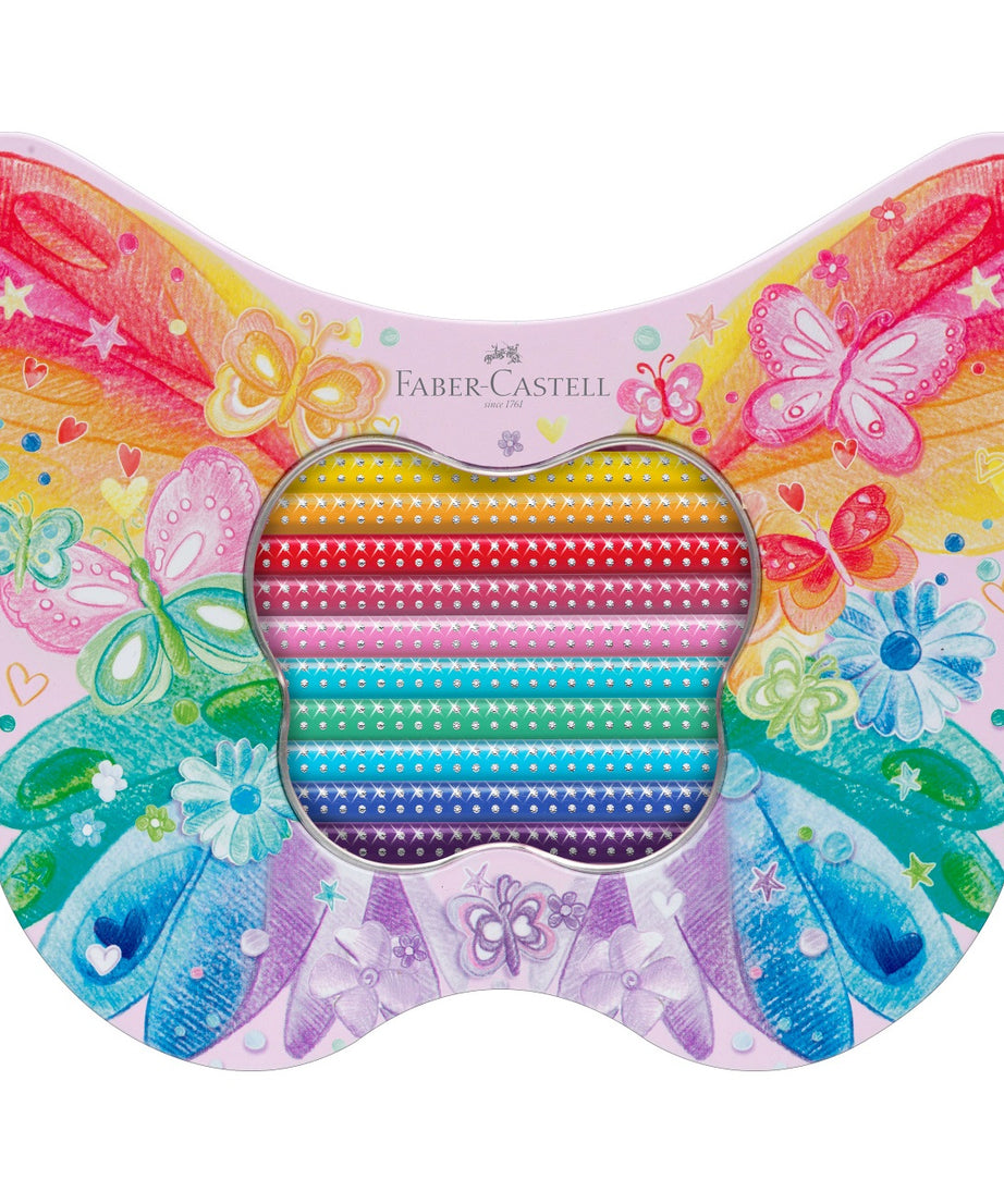 Creioane colorate Sparkle Butterfly set cadou 20 culori Faber-Castell