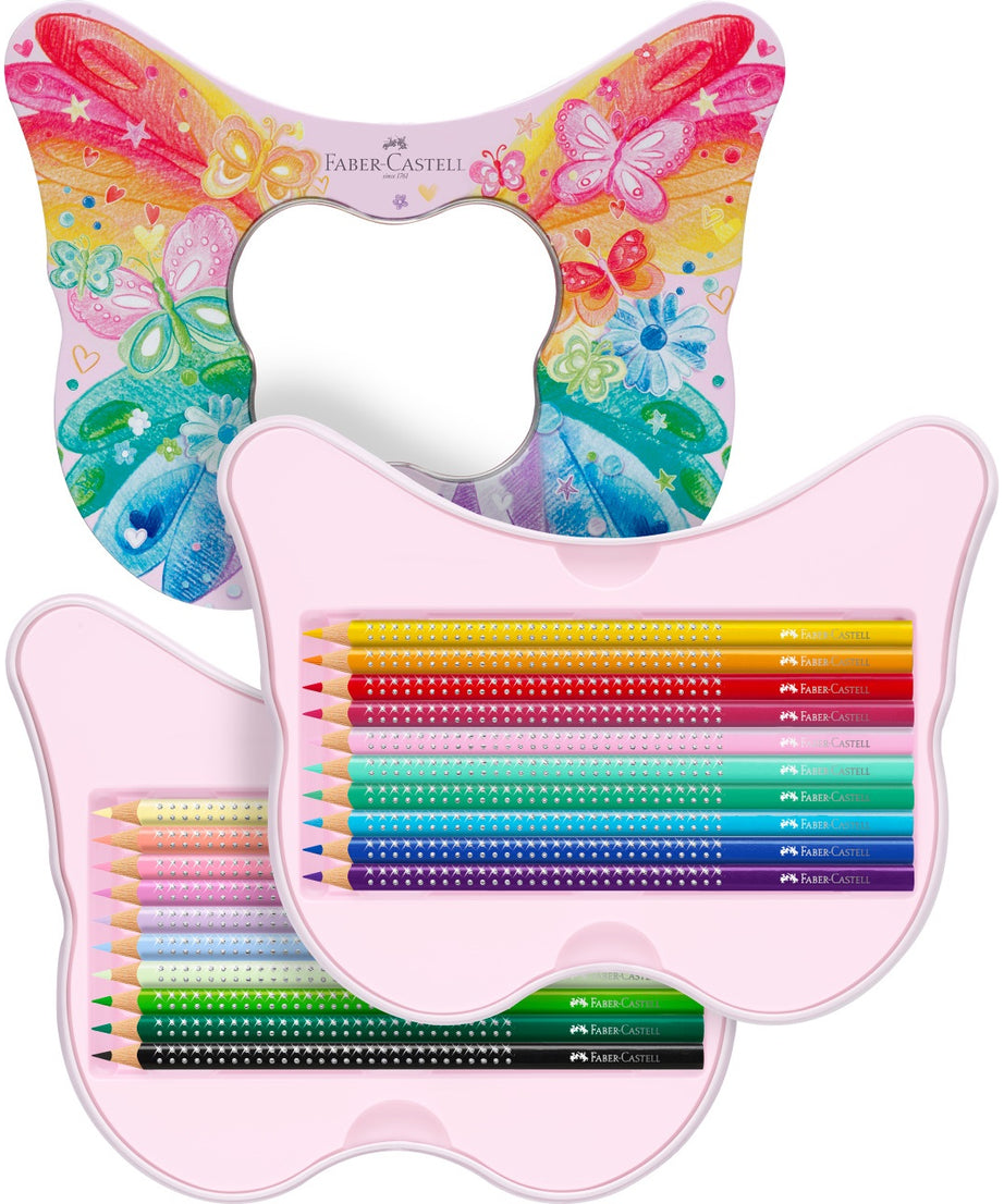 Creioane colorate Sparkle Butterfly set cadou 20 culori Faber-Castell