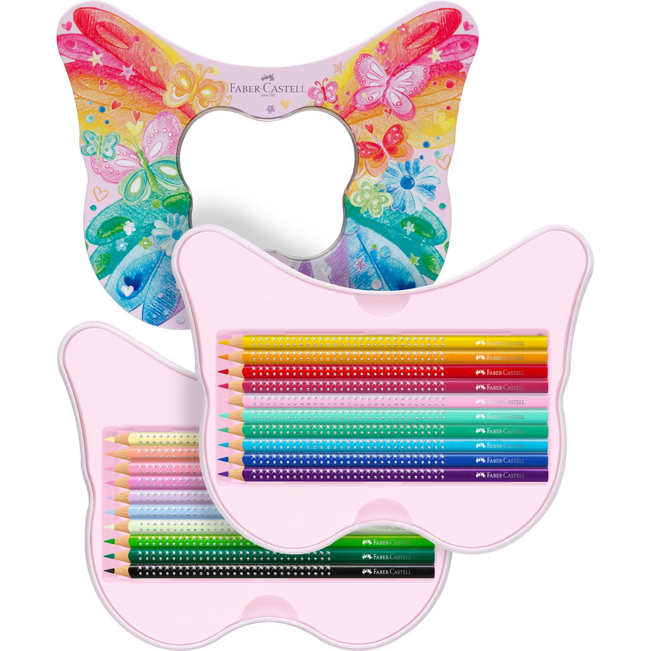 Creioane colorate Sparkle Butterfly set cadou 20 culori Faber-Castell