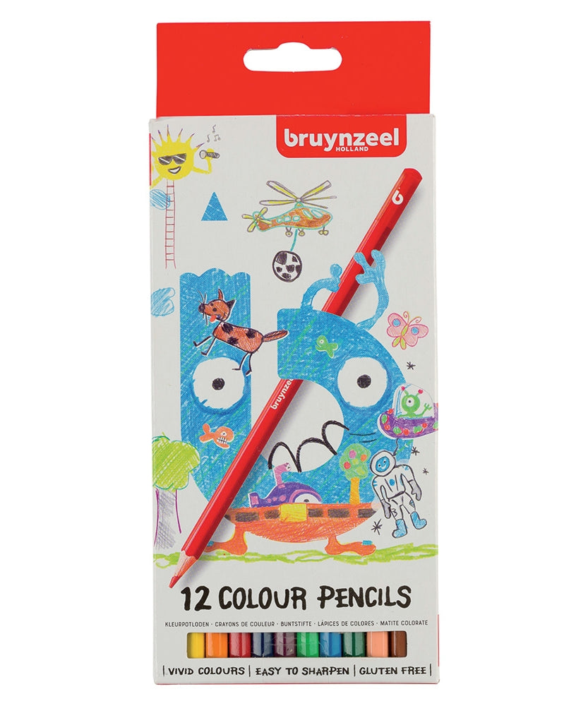 Set creioane colorate Bruynzeel Kids – ambalaj din carton, mină moale, pentru copii