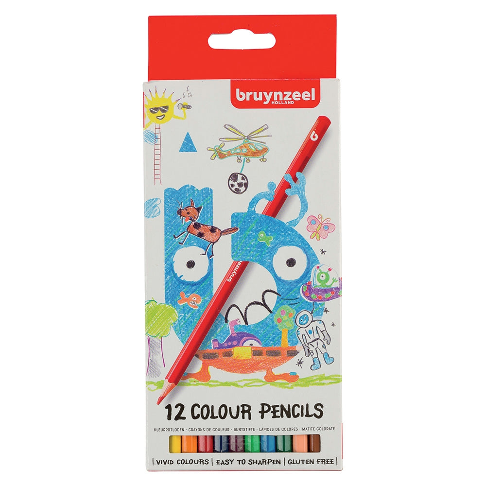 Set creioane colorate Bruynzeel Kids – ambalaj din carton, mină moale, pentru copii