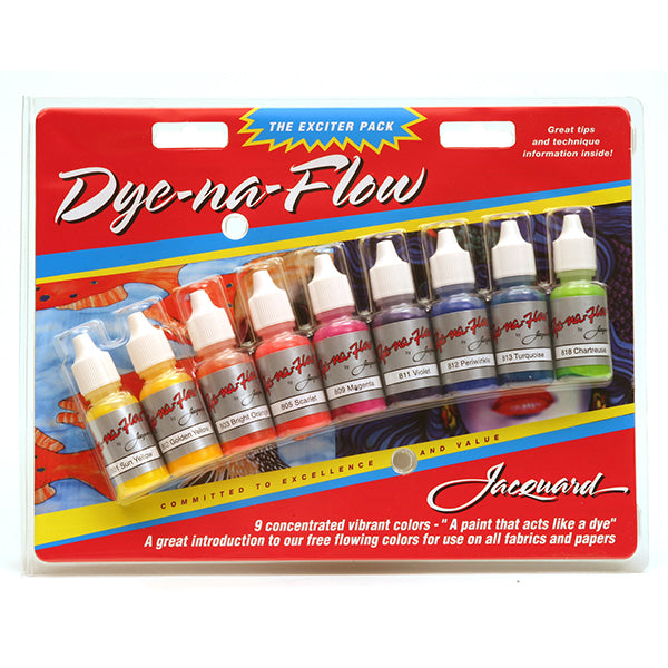 Acuarella - culori acrilice, accesorii papetarie, pensule, carioci si markere etc - Set 9 culori Dye-Na-Flow Jacquard din categoria Arts & Entertainment > Hobbies & Creative Arts > Arts & Crafts > Art & Crafting Materials > Craft Paint, Ink & Glaze > Art & Craft Paint, excelent pentru proiecte artistice si craft, produs original disponibil din stoc