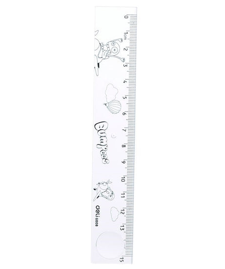 Set geometrie 4 piese transparente cu rigla de 15cm Bumpees Deli