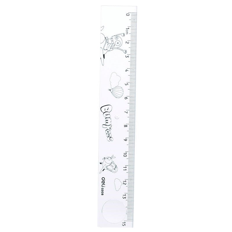 Set geometrie 4 piese transparente cu rigla de 15cm Bumpees Deli