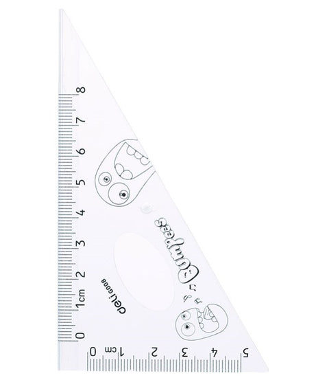Set geometrie 4 piese transparente cu rigla de 15cm Bumpees Deli