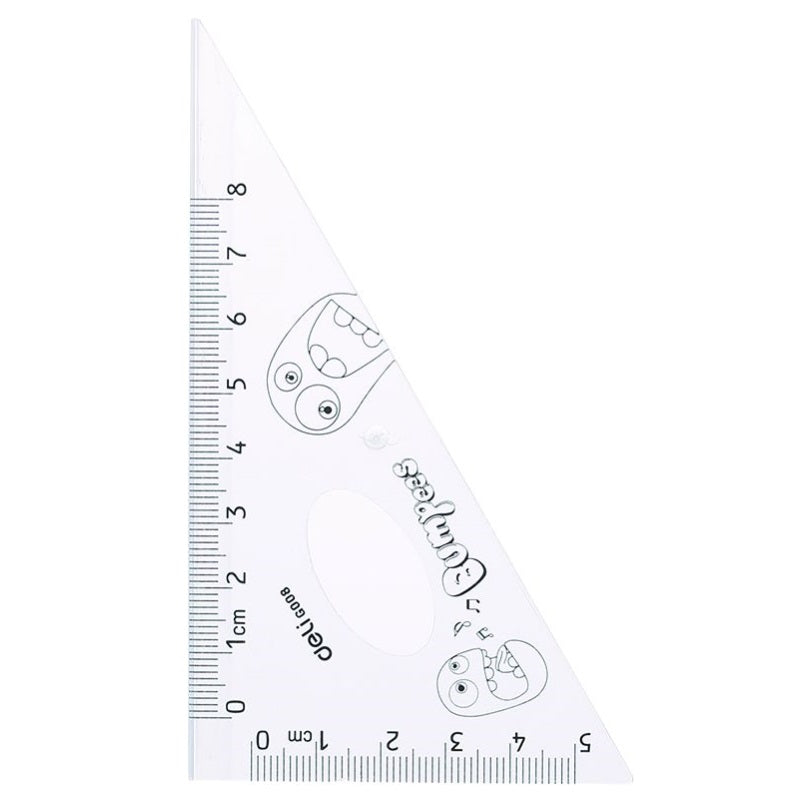 Set geometrie 4 piese transparente cu rigla de 15cm Bumpees Deli