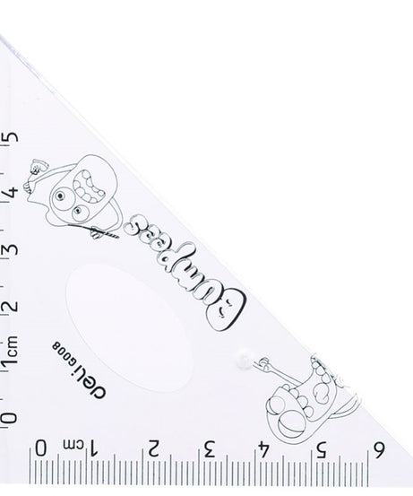 Set geometrie 4 piese transparente cu rigla de 15cm Bumpees Deli